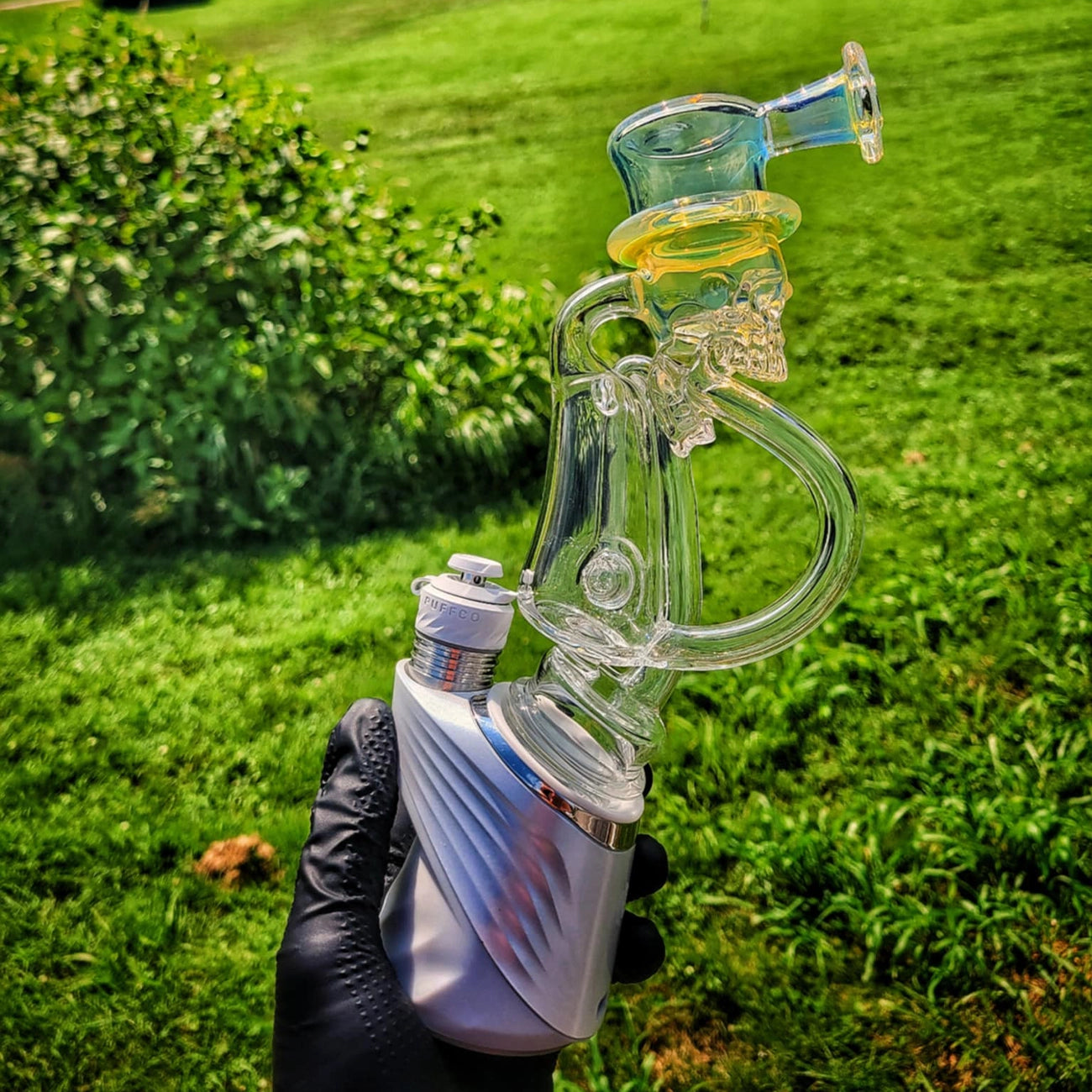 "Top Hat Skully #1" Puffco Recycler By Weil Glass