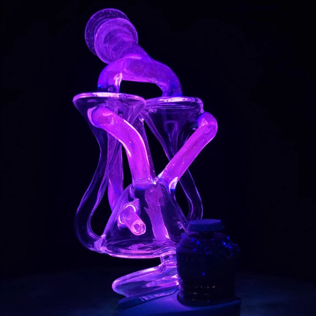 "UV Clear Lucy Double Spinner Recycler" Puffco Attachment By Man Child Glass