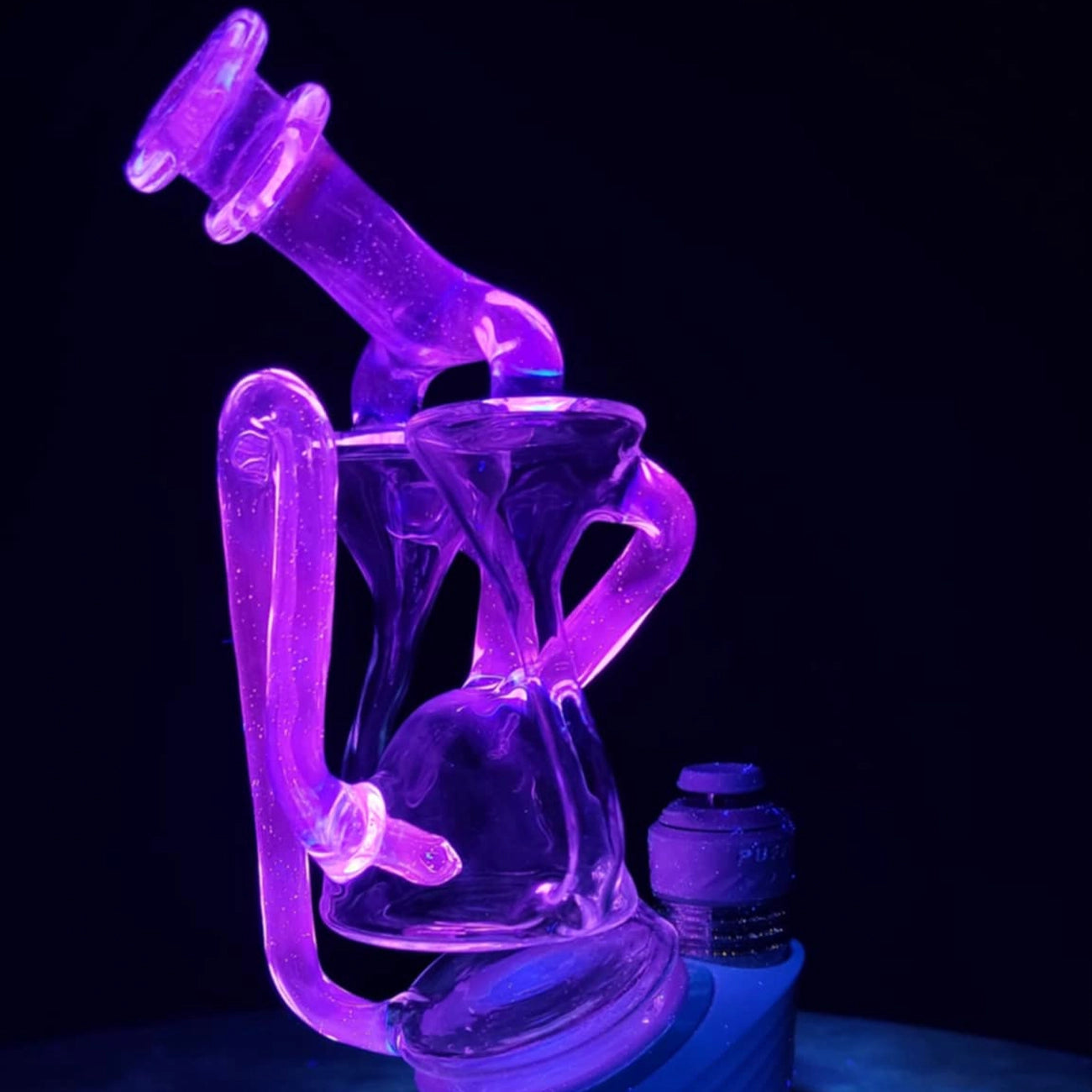 "UV Clear Lucy Double Spinner Recycler" Puffco Attachment By Man Child Glass