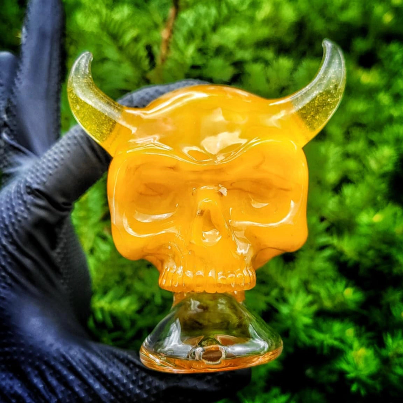 "UV Psycho Yellow Skull" Puffco Attachment By Sweeny Glass