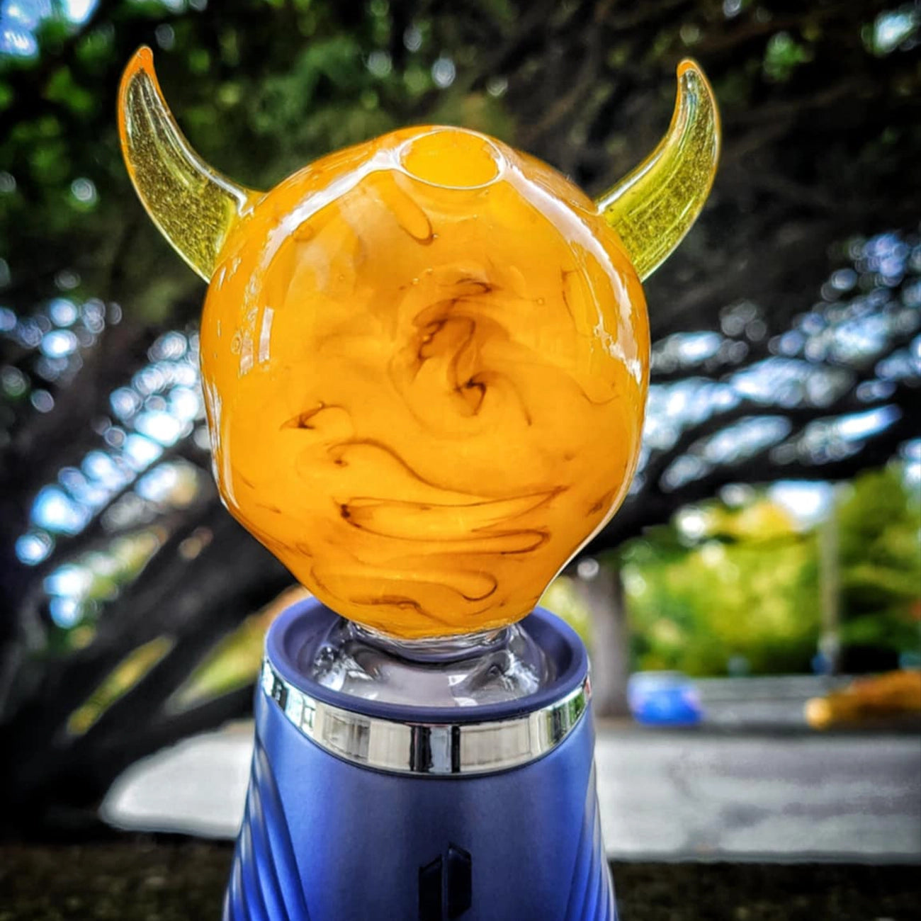 "UV Psycho Yellow Skull" Puffco Attachment By Sweeny Glass