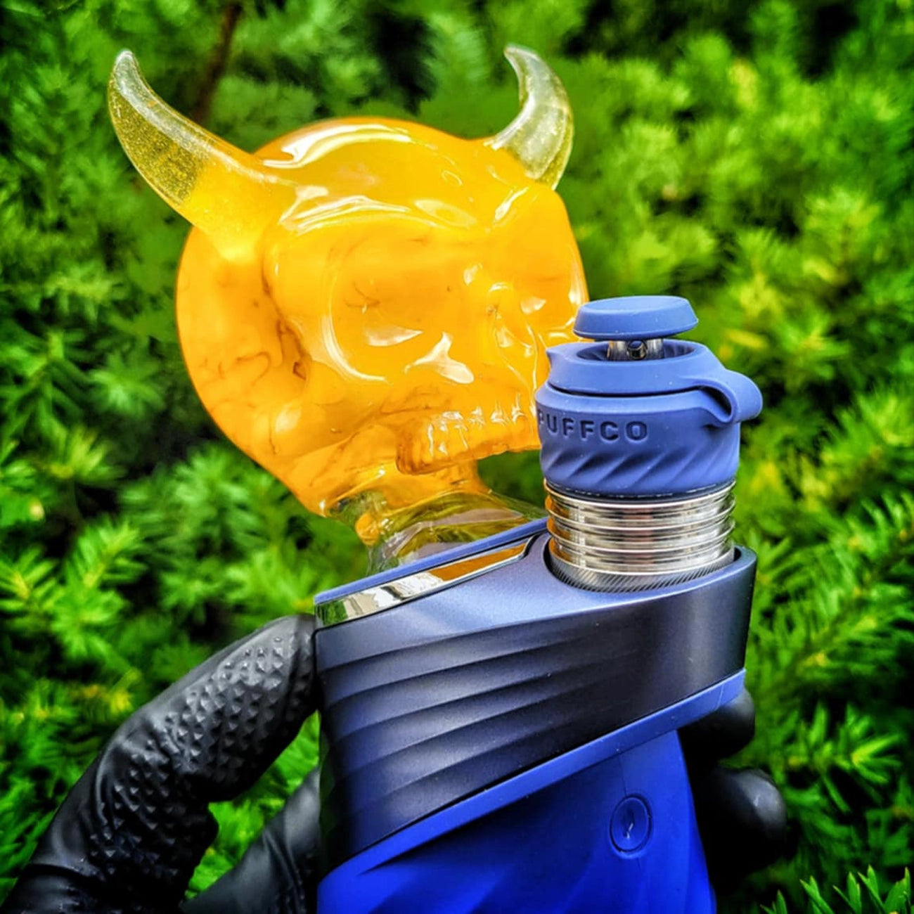 "UV Psycho Yellow Skull" Puffco Attachment By Sweeny Glass