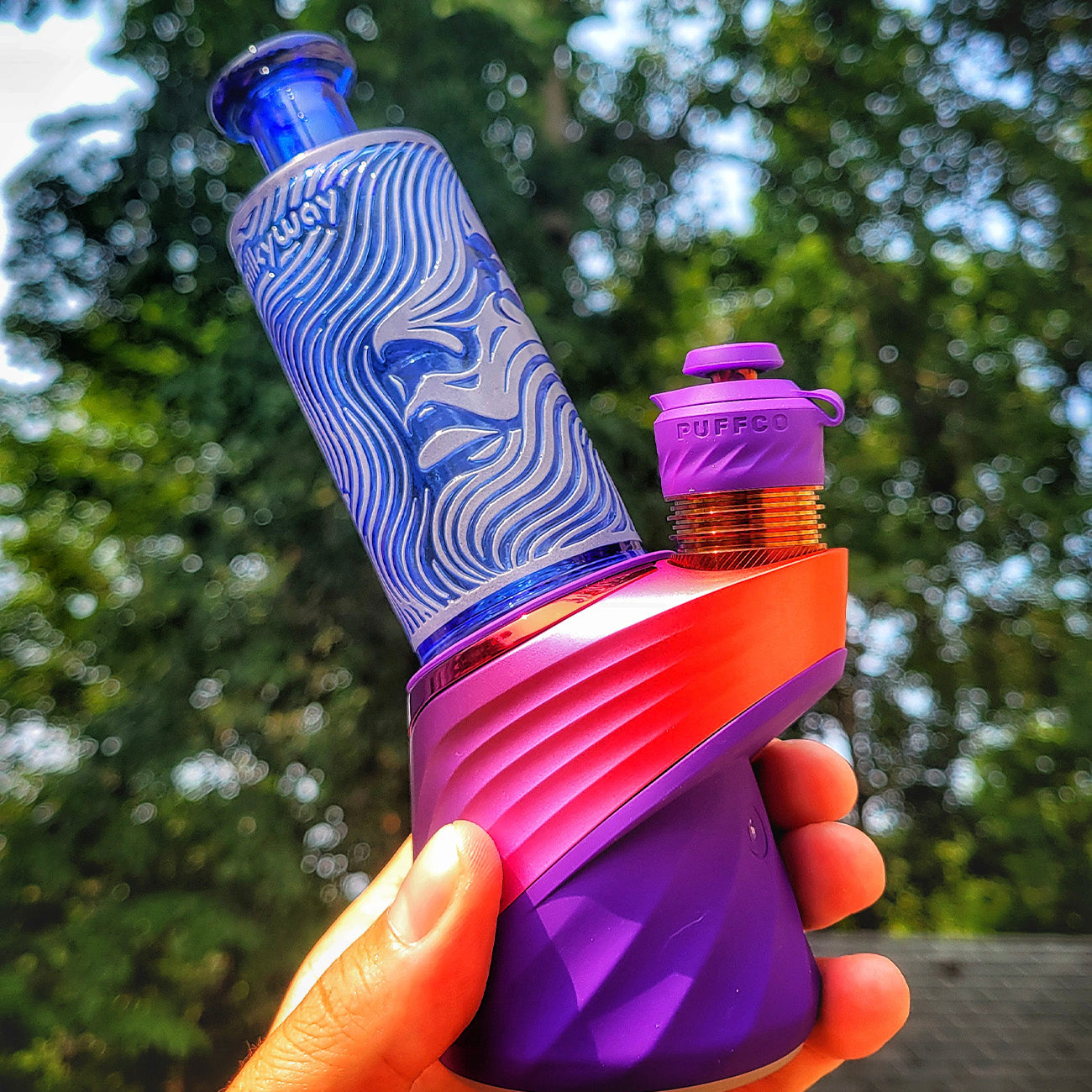 "Blue Illusion 2: The Sublime" Puffco Attachment By Milkyway Glass