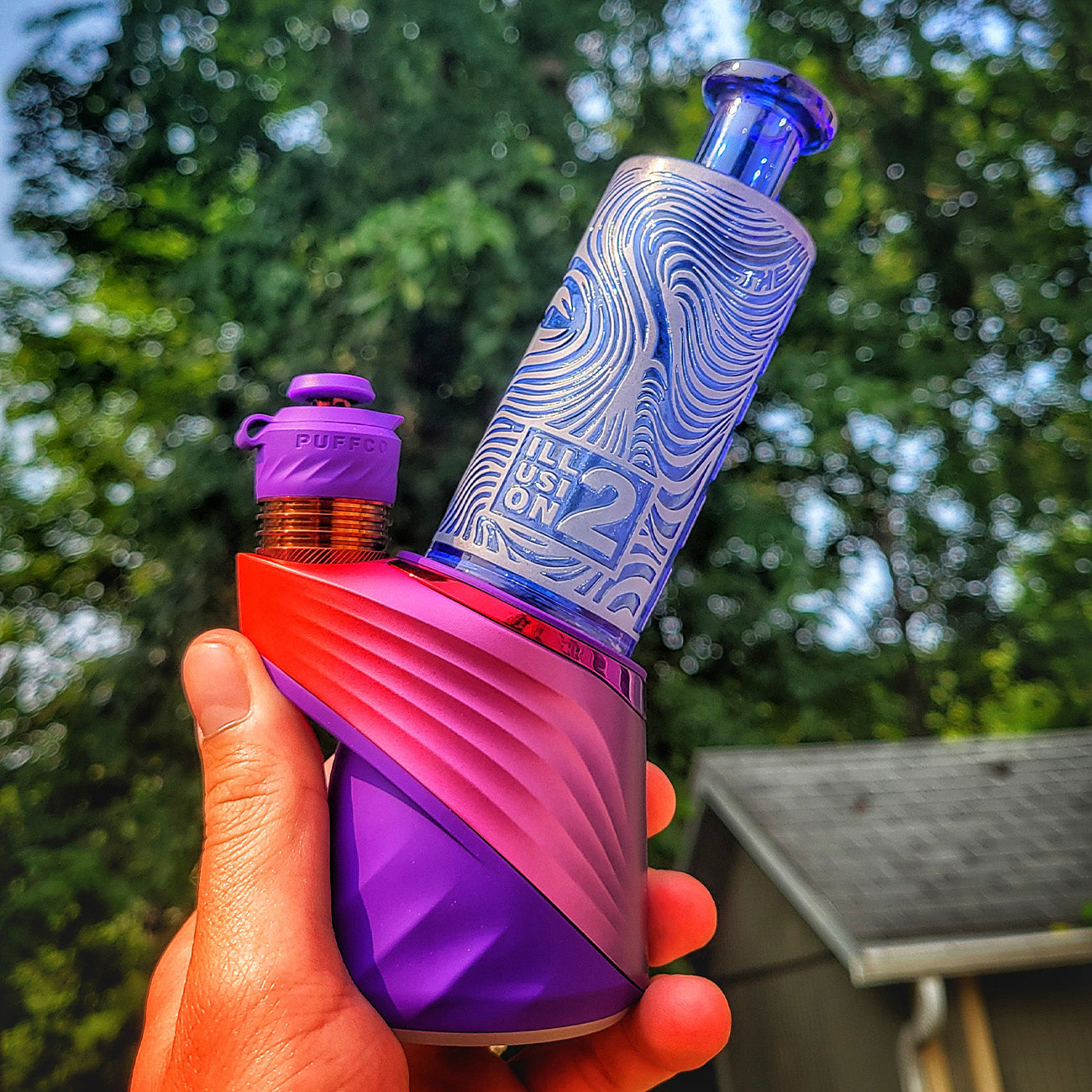 "Blue Illusion 2: The Sublime" Puffco Attachment By Milkyway Glass