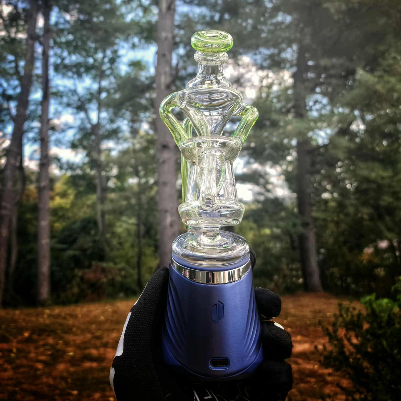 "Green Floating Recycler" Puffco Attachment By Dop Glass