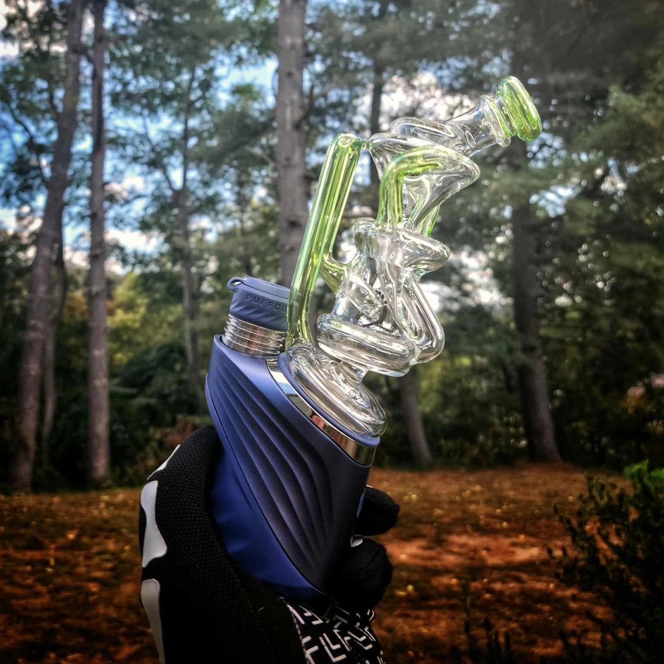 "Green Floating Recycler" Puffco Attachment By Dop Glass
