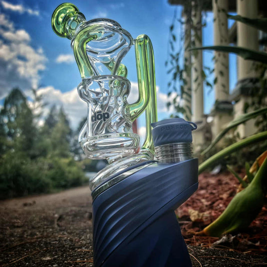 "Green Floating Recycler" Puffco Attachment By Dop Glass