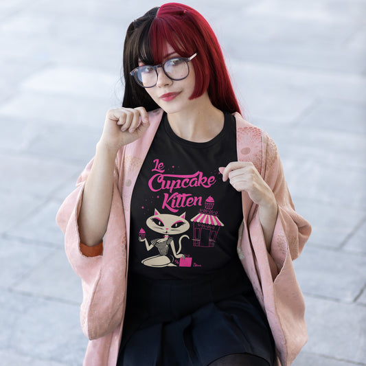"Le Cupcake Kitten" Fitted T-shirt By Pinky Star