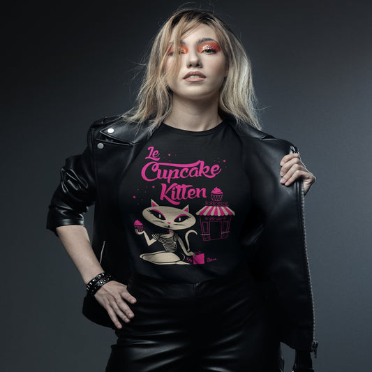 "Le Cupcake Kitten" Fitted T-shirt By Pinky Star