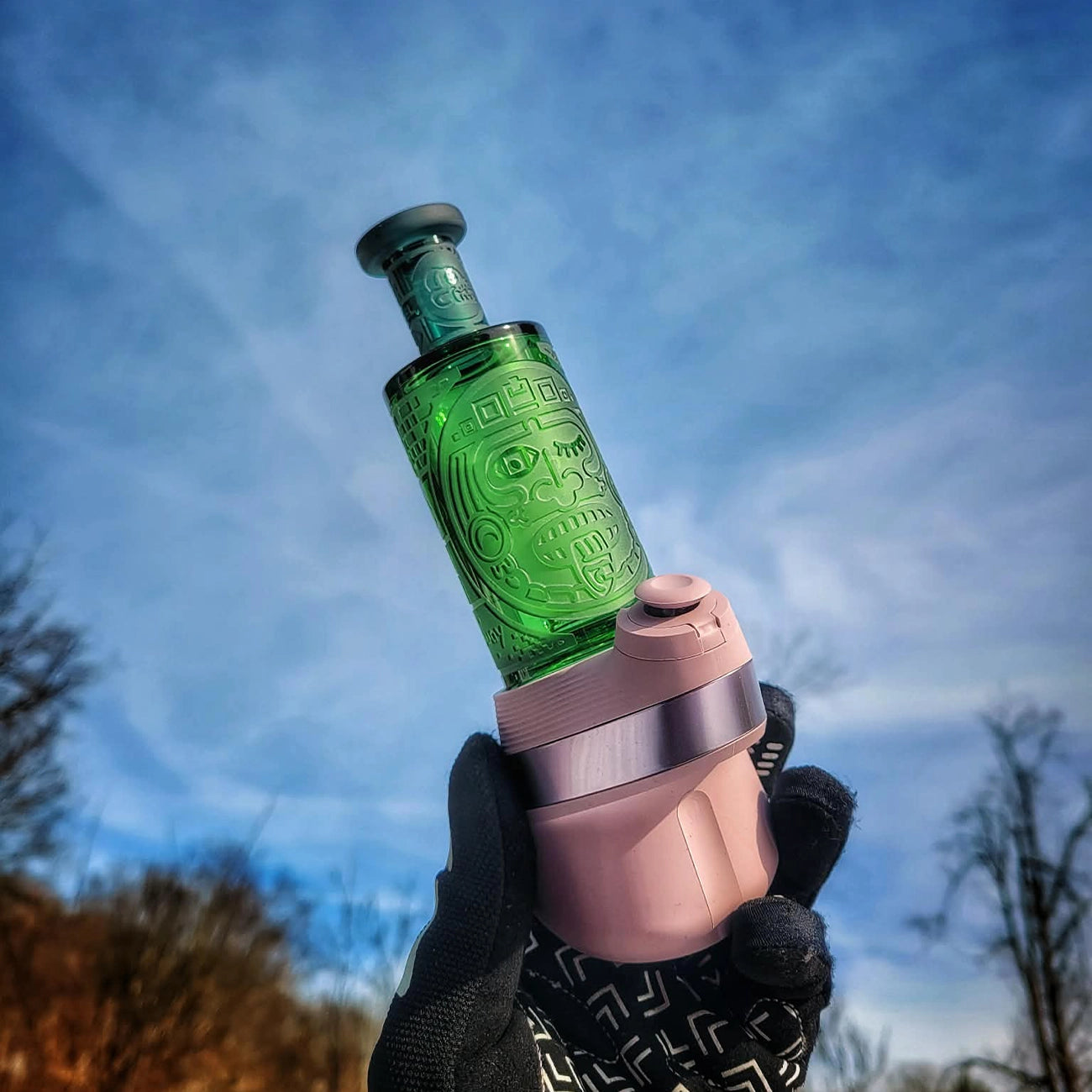 "Green Maya Pixel" Puffco Attachment By Milkyway Glass