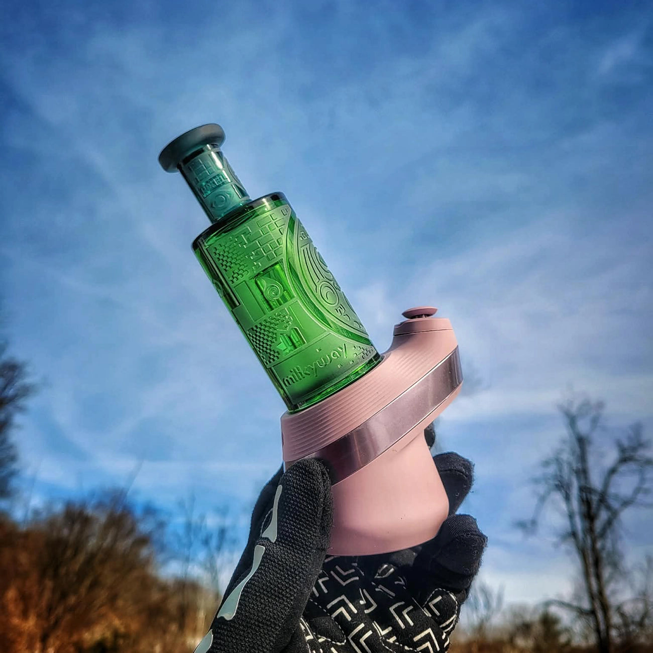 "Green Maya Pixel" Puffco Attachment By Milkyway Glass