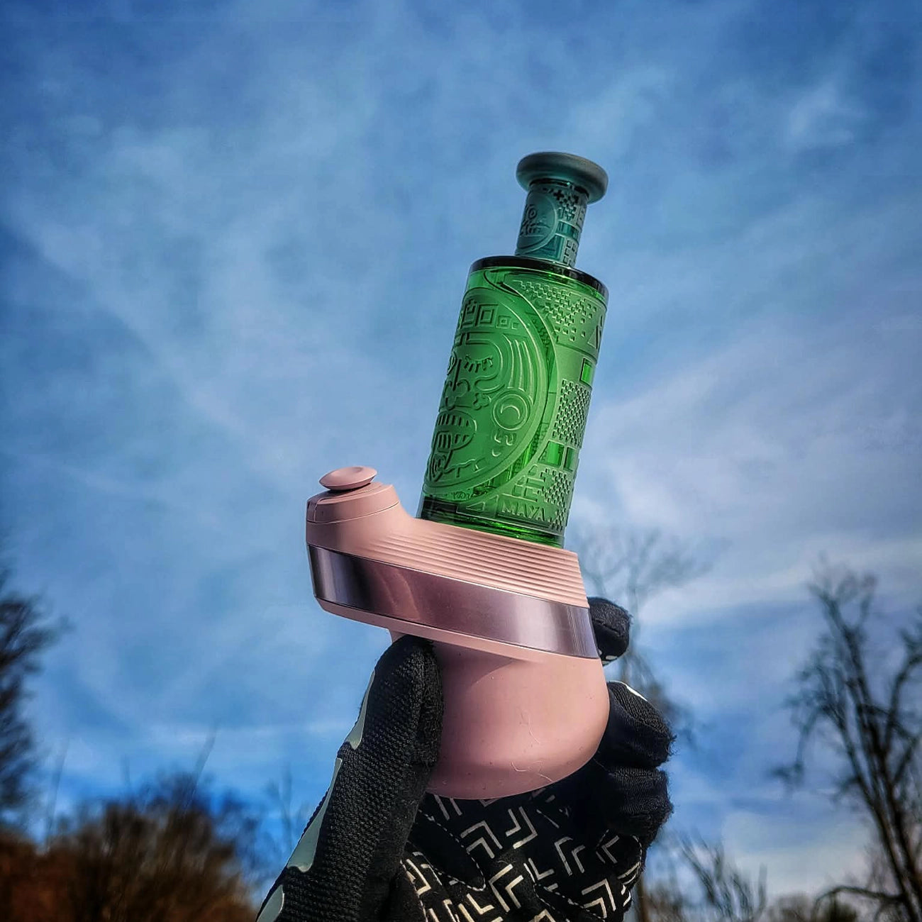 "Green Maya Pixel" Puffco Attachment By Milkyway Glass