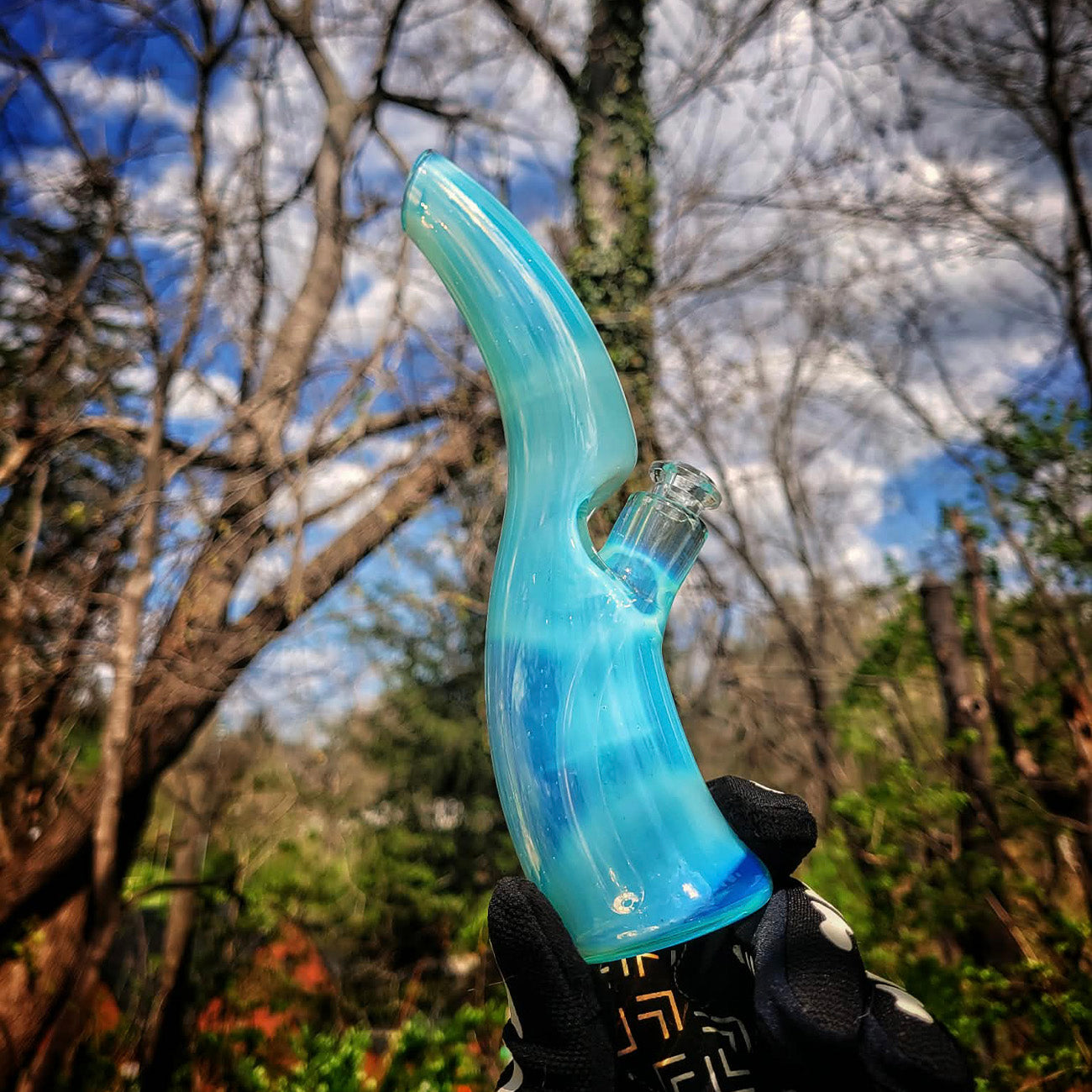 "7" Marina Curved Bottle" 10mm Rig By MC's Glass