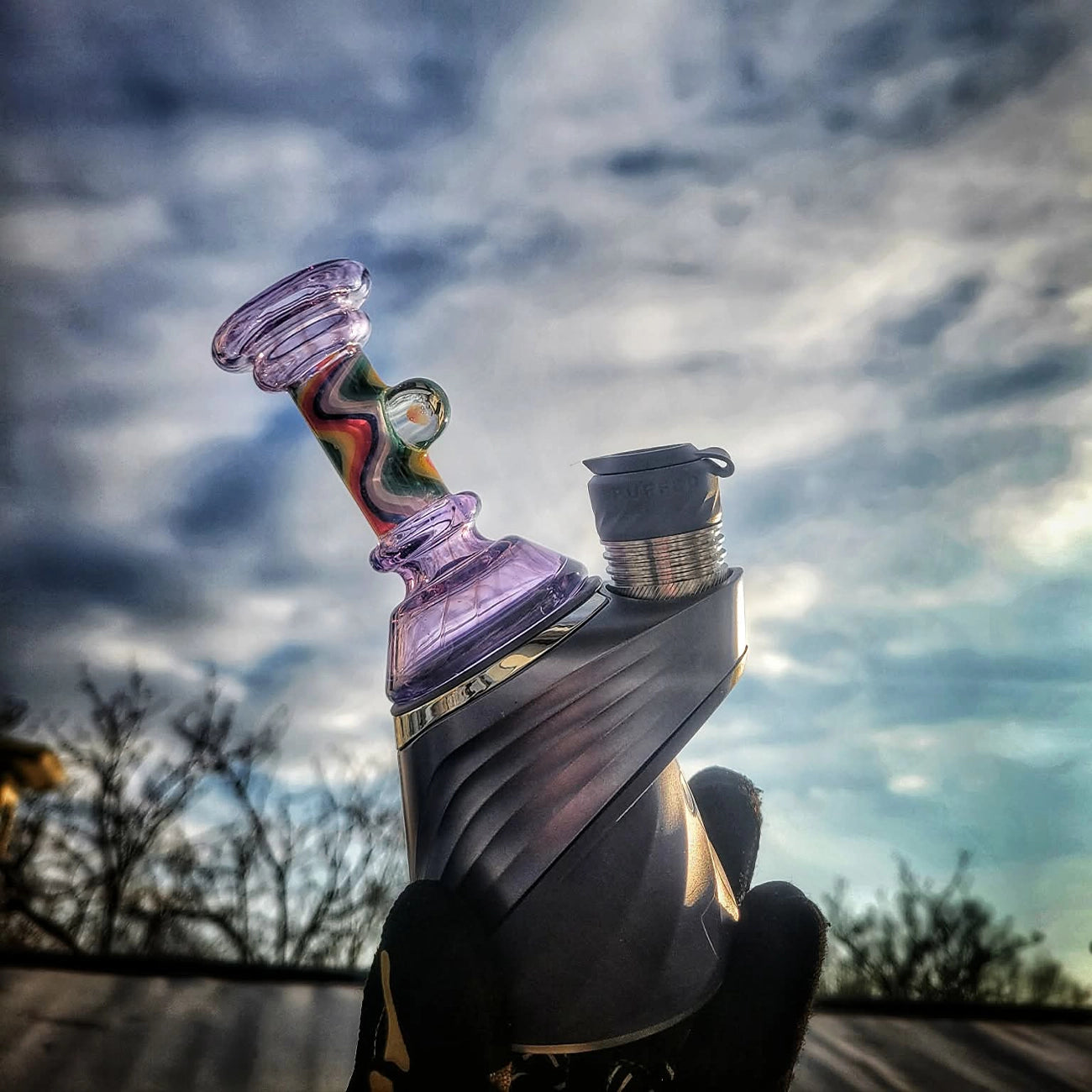 "Purple WigWag" Puffco Dry Attachment By Calibear Glass