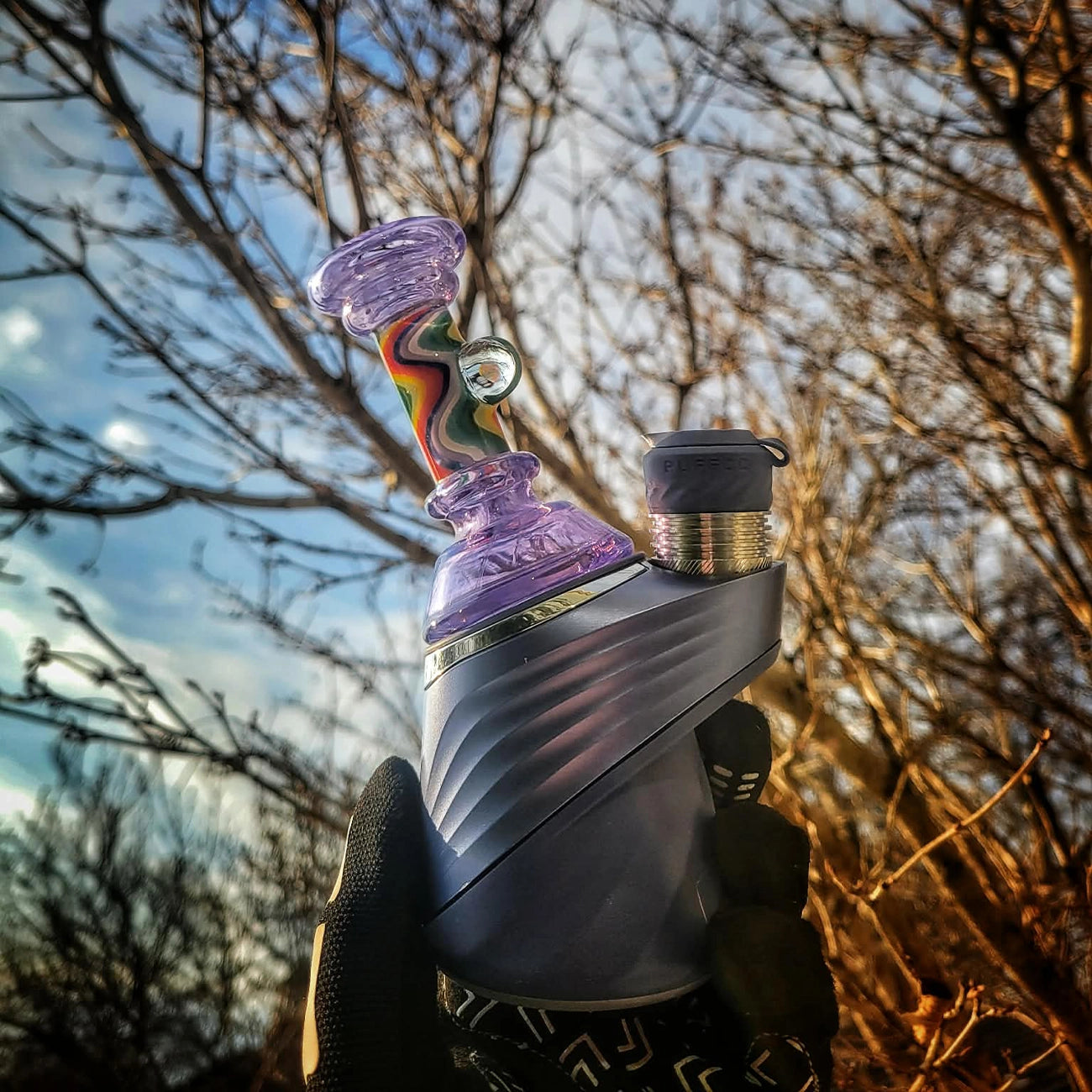 "Purple WigWag" Puffco Dry Attachment By Calibear Glass