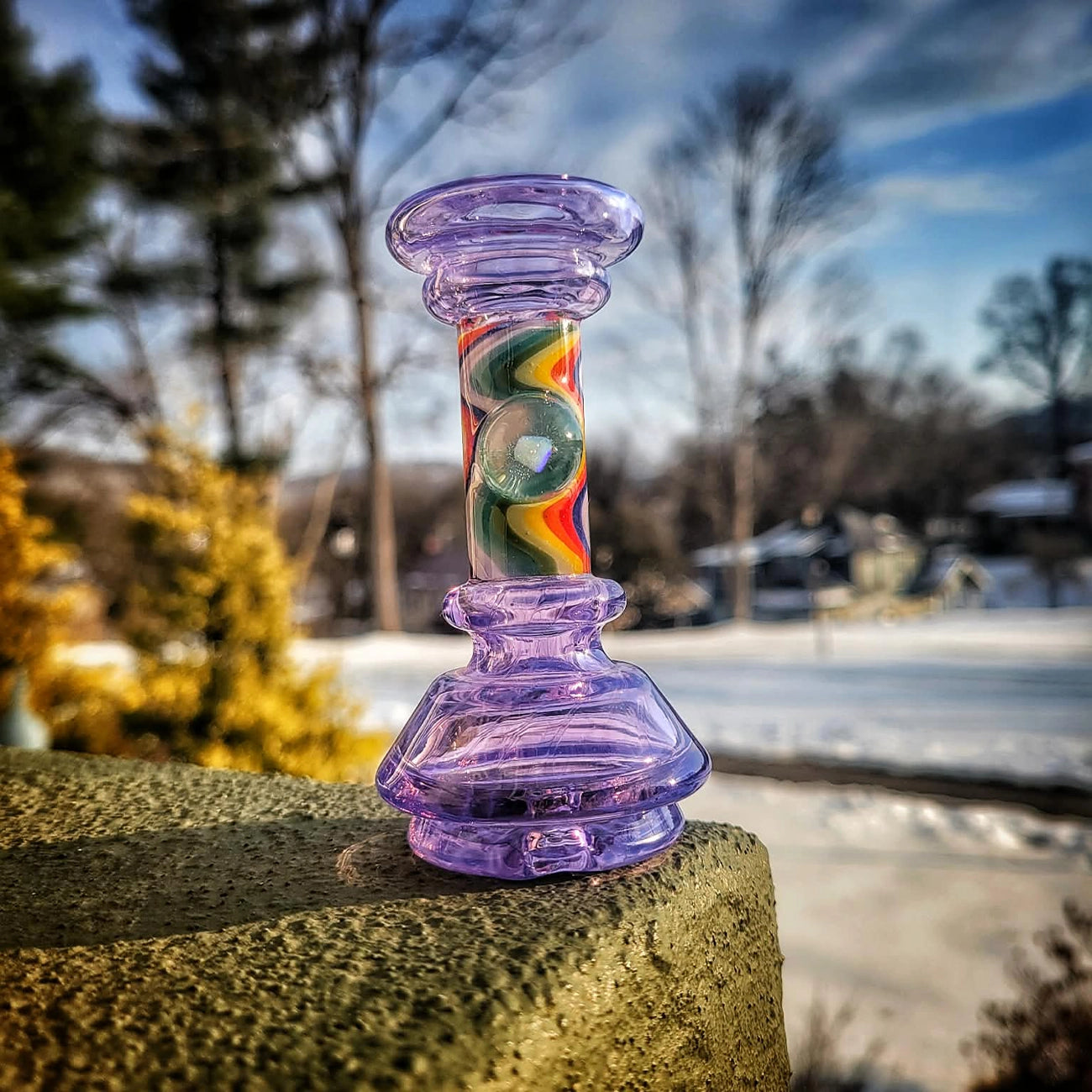 "Purple WigWag" Puffco Dry Attachment By Calibear Glass