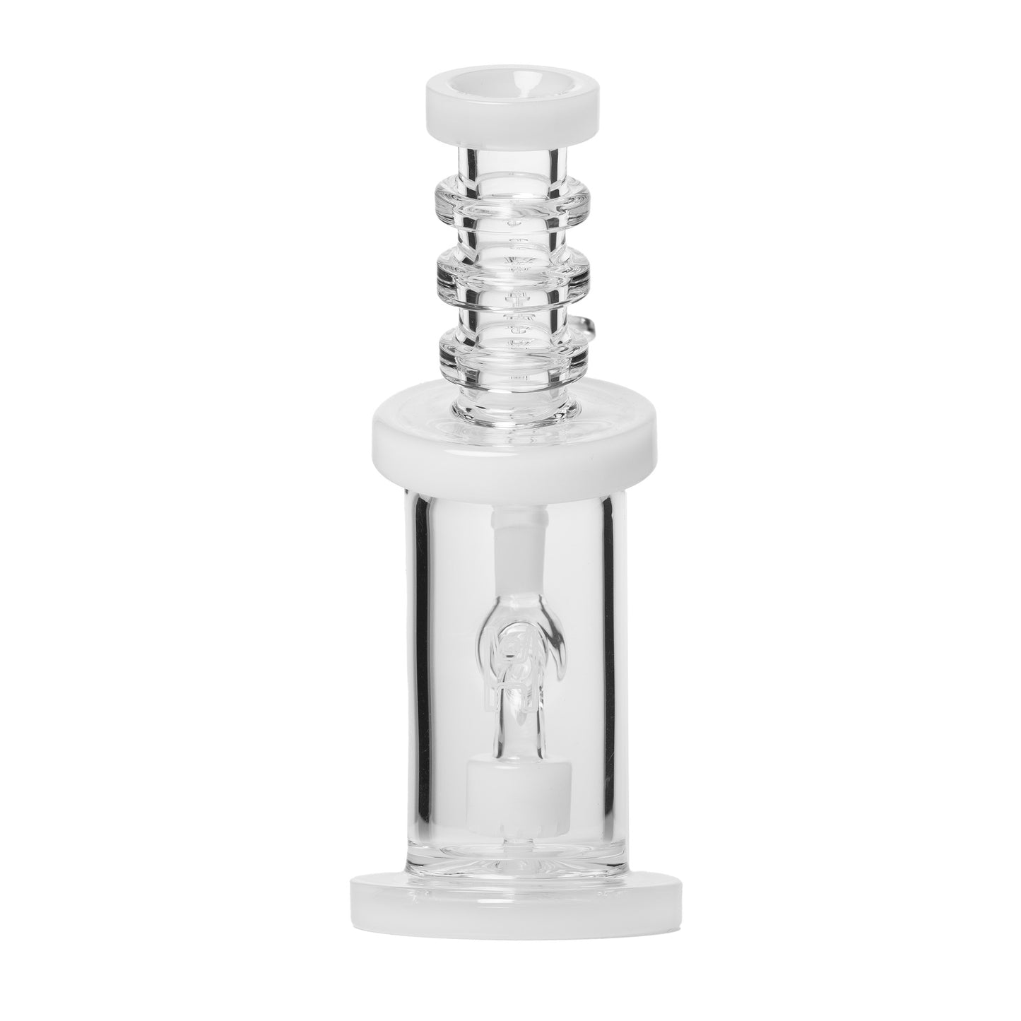 "8" Clear & White Accent Bent Neck" Rig By Human Grade Glass