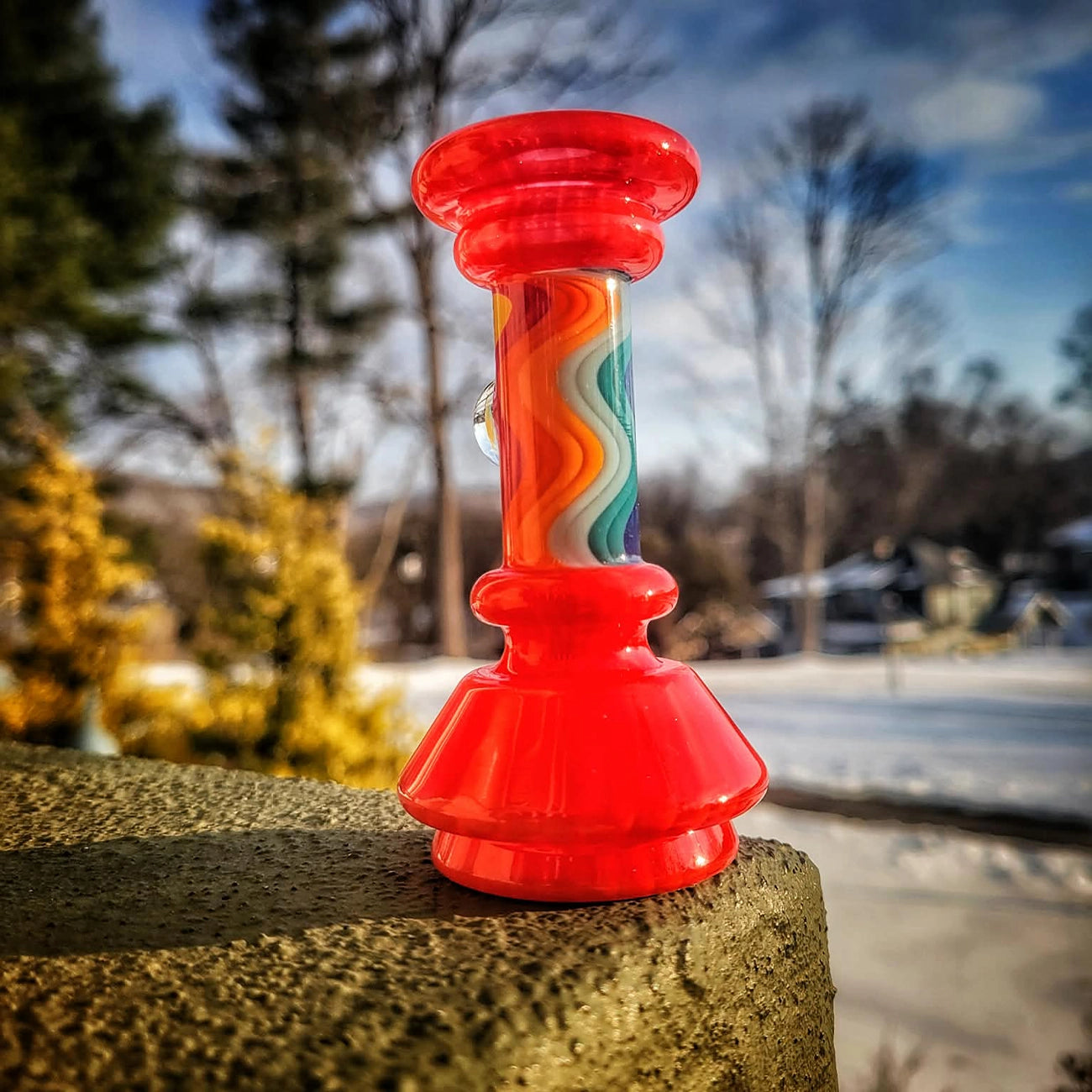 "Red WigWag" Puffco Dry Attachment By Calibear Glass