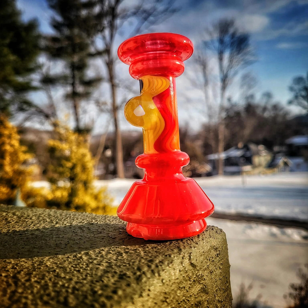 "Red WigWag" Puffco Dry Attachment By Calibear Glass