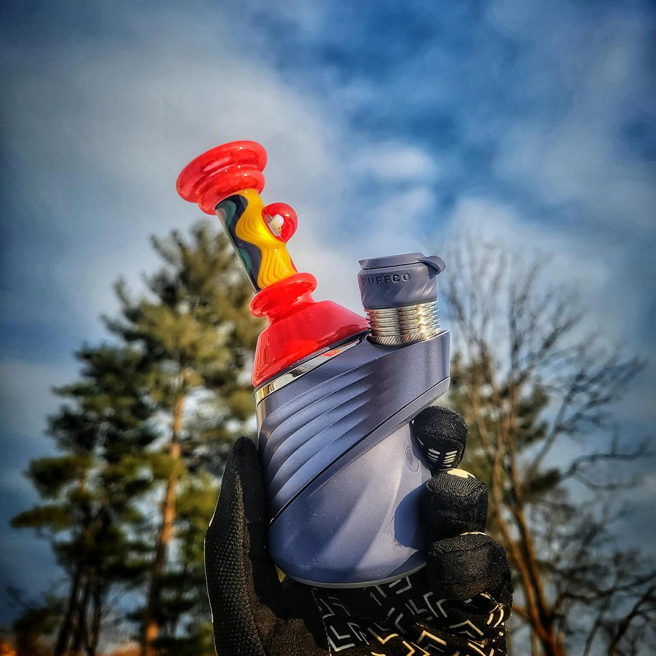"Red WigWag" Puffco Dry Attachment By Calibear Glass