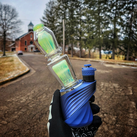 "Slyme" Dual Coffin Puffco Attachment By Mac Savage Glass