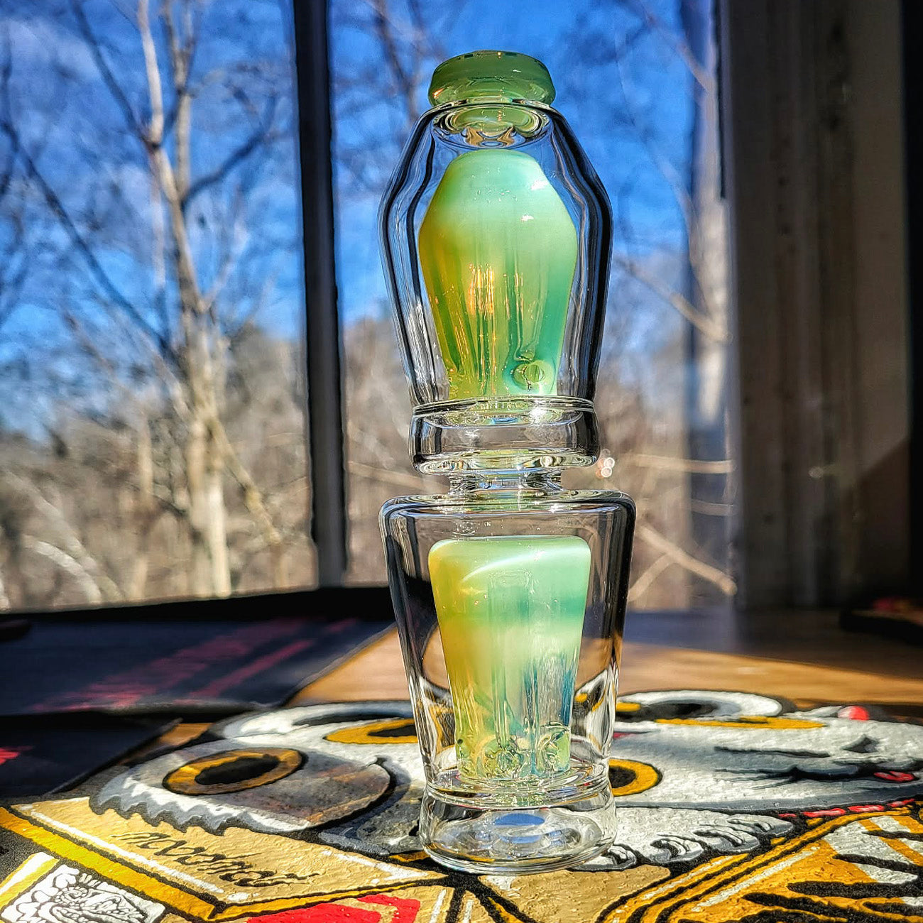 "Slyme" Dual Coffin Puffco Attachment By Mac Savage Glass