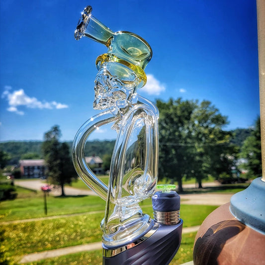 "Top Hat Skully #2" Puffco Recycler By Weil Glass