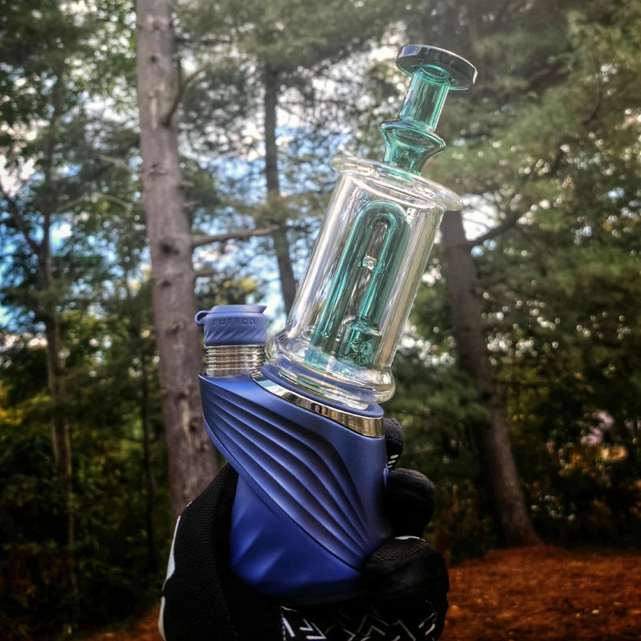"Teal Seed Perc Chugger" Puffco Attachment By Dop Glass