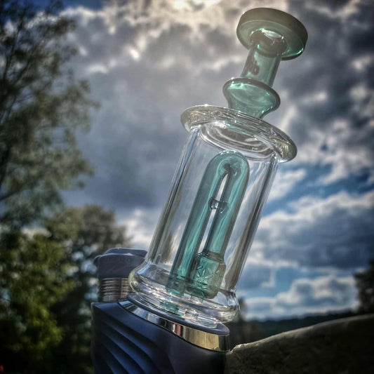 "Teal Seed Perc Chugger" Puffco Attachment By Dop Glass