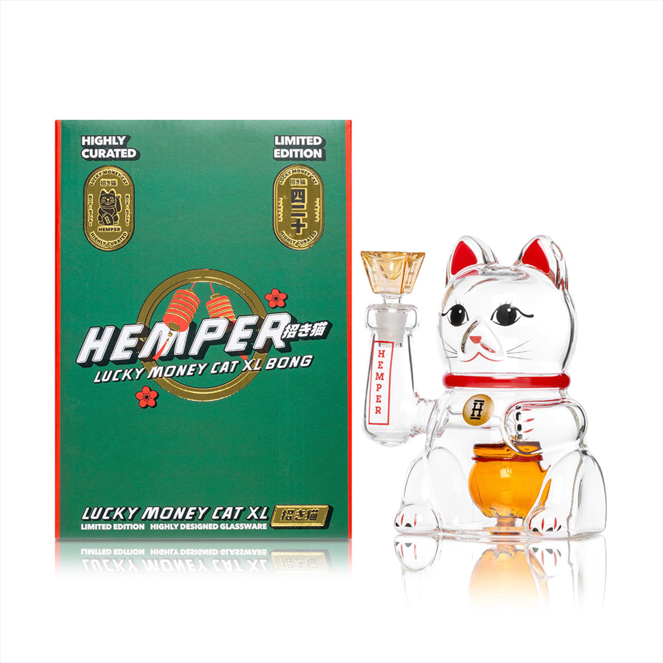 "XL Lucky Cat" Waterpipe By Hemper Glass